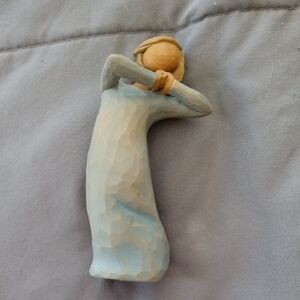 Willow Tree Pale Blue and Natural Wood Prayer Figurine